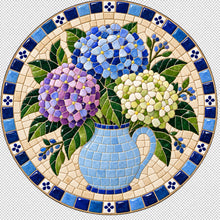 Load image into Gallery viewer, 11.6" Round Mosaic Tray Insert – Hydrangea Bouquet
