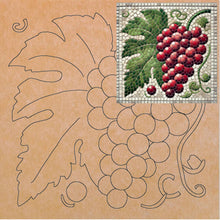 Load image into Gallery viewer, Grapes on Vine with Pattern 12" x 12" (pre-drilled for hanging kit)