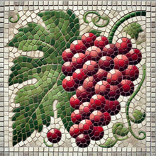 Load image into Gallery viewer, Grapes on Vine with Pattern 12" x 12" (pre-drilled for hanging kit)