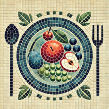 Load image into Gallery viewer, Fruit Plate with Pattern 12" x 12" (pre-drilled for hanging kit)