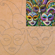 Load image into Gallery viewer, Carnival Masks with Pattern 16"x16" (pre-drilled for hanging kit)