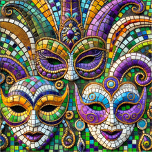 Load image into Gallery viewer, Carnival Masks with Pattern 16"x16" (pre-drilled for hanging kit)