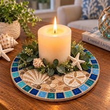 Load image into Gallery viewer, Coastal Candle Platform Laser-Printed Waterproof Mosaic Backer