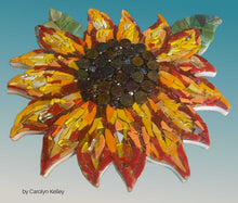 Load image into Gallery viewer, Sunflower Mosaic Backer 14" (pre-drilled for hangable & 2 stakeable kits) - 1/2" thick