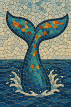 Load image into Gallery viewer, Whale Tail Mosaic Backer (pre-drilled for hangable & stakeable kits)