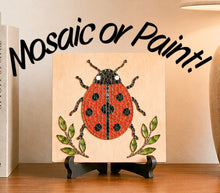 Load image into Gallery viewer, 8" x 8" Ladybug Mosaic or Paint on Wood Backer