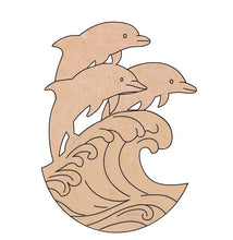 Load image into Gallery viewer, Surfing Dolphins (pre-drilled for hanging kit)