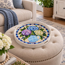 Load image into Gallery viewer, 11.6" Round Mosaic Tray Insert – Hydrangea Bouquet