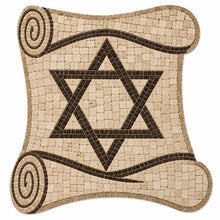 Load image into Gallery viewer, Star of David Scroll Mosaic Backer with Pattern 16"x16.5" (pre-drilled for hangable)