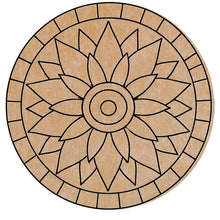 Load image into Gallery viewer, Sunburst Round Mosaic Trivet Backer Laser-Printed w/cork
