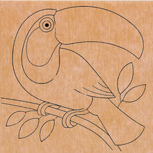 Load image into Gallery viewer, Toucan with Pattern 12" x 12"  (pre-drilled for hanging kit)