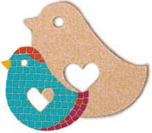 Load image into Gallery viewer, Bird and Heart Mosaic Backer (pre-drilled for hangable & stakeable kits)