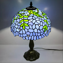 Load image into Gallery viewer, Blue Wisteria Glass Tiffany-Style Lamp