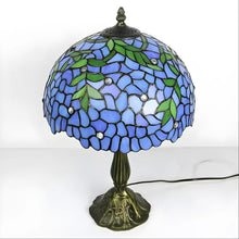 Load image into Gallery viewer, Blue Wisteria Glass Tiffany-Style Lamp