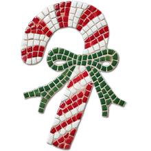 Load image into Gallery viewer, Candy Cane Mosaic Backer (pre-drilled for hangable)