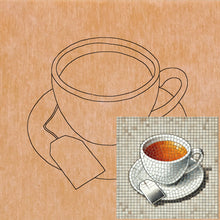 Load image into Gallery viewer, Cup of Tea with Pattern 8"x8"  (pre-drilled for hanging kit)