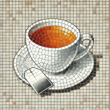 Load image into Gallery viewer, Cup of Tea with Pattern 8"x8"  (pre-drilled for hanging kit)
