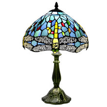 Load image into Gallery viewer, Dragonfly Tiffany-Inspired Lamp Glass with Tabletop Design