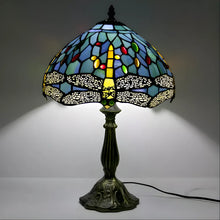 Load image into Gallery viewer, Dragonfly Tiffany-Inspired Lamp Glass with Tabletop Design