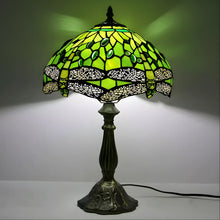 Load image into Gallery viewer, Green Tiffany Lamp with Dragonfly