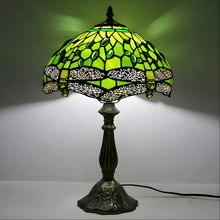 Load image into Gallery viewer, Green Tiffany-Inspired Lamp with Dragonfly