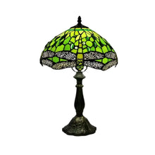 Load image into Gallery viewer, Green Tiffany-Inspired Lamp with Dragonfly