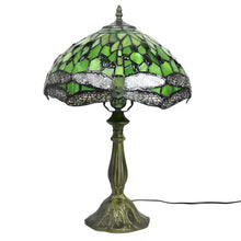 Load image into Gallery viewer, Green Tiffany Lamp with Dragonfly