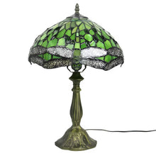 Load image into Gallery viewer, Green Tiffany-Inspired Lamp with Dragonfly