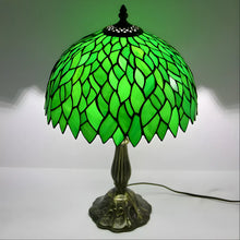 Load image into Gallery viewer, Green Leaf Tiny Tiffany-Style Lamp | Glass Tabletop