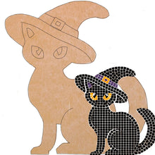 Load image into Gallery viewer, Witchy Cat Mosaic Backer 12" with pattern (pre-drilled for hanging kit)