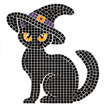 Load image into Gallery viewer, Witchy Cat Mosaic Backer 12" with pattern (pre-drilled for hanging kit)