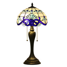 Load image into Gallery viewer, New Blue Tiffany-Inspired Lamp in Baroque Glass