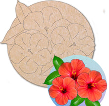 Load image into Gallery viewer, Hibiscus Trio with Pattern (pre-drilled for hanging kit)
