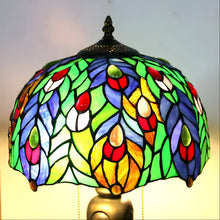 Load image into Gallery viewer, Antique Tiffany-Style Lamp Peacock | Glass Tabletop