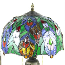 Load image into Gallery viewer, Antique Tiffany-Style Lamp Peacock | Glass Tabletop