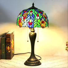 Load image into Gallery viewer, Antique Tiffany-Style Lamp Peacock | Glass Tabletop