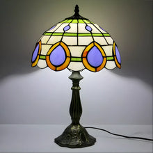 Load image into Gallery viewer, Peacock Tiffany Lamp in Vintage Glass Design