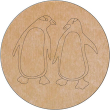 Load image into Gallery viewer, Penguins 14" Circle with Pattern (pre-drilled for hanging kit)