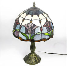 Load image into Gallery viewer, Red Tiffany-Inspired Lamp with Tulip Glass Design