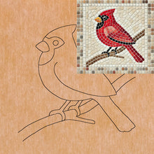 Load image into Gallery viewer, Red Bird with Pattern 8"x8"  (pre-drilled for hanging kit)