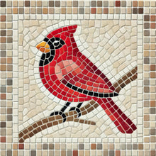 Load image into Gallery viewer, Red Bird with Pattern 8"x8"  (pre-drilled for hanging kit)