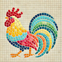 Load image into Gallery viewer, Rooster with Pattern 8"x8"  (pre-drilled for hanging kit)