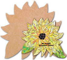 Load image into Gallery viewer, Sunflower Mosaic Backer 14" (pre-drilled for hangable & 2 stakeable kits) - 1/2" thick