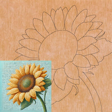 Load image into Gallery viewer, Sunflower with Pattern 14" x 14" (pre-drilled for hanging kit)