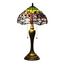 Load image into Gallery viewer, Vintage Tiffany-Style Lamp with Dragonfly Glasswork