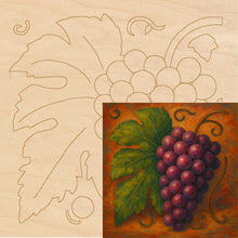 Load image into Gallery viewer, Grapes on Vine with Pattern 12"x12" Wood