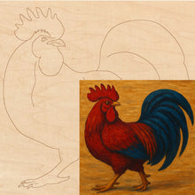 Load image into Gallery viewer, Proud Rooster with Pattern 14" x 14" Wood