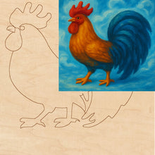 Load image into Gallery viewer, Rooster with Pattern 8" x 8" Wood