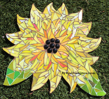 Load image into Gallery viewer, Sunflower Mosaic Backer 14" (pre-drilled for hangable & 2 stakeable kits) - 1/2" thick
