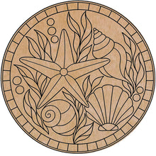 Load image into Gallery viewer, 11.6" Round Mosaic Tray Insert – Coastal Shells
